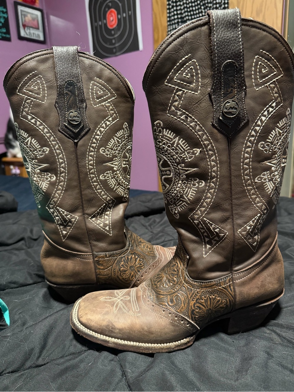 & Other Stories Brown Embroidered Western Boots